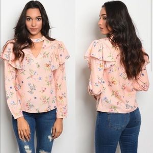 floral ruffle sleeve